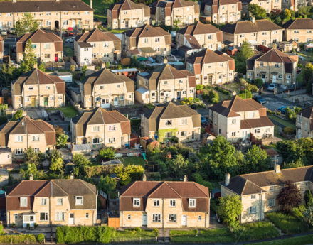 helicopter view of houses