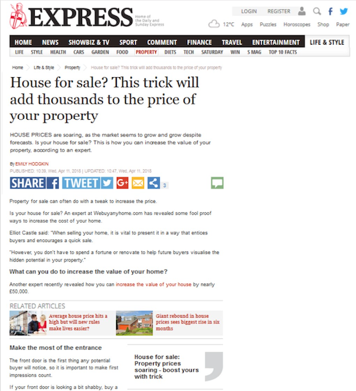Daily Express WeBuyAnyHome article screenshot