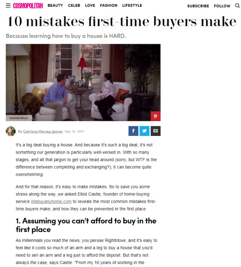 Cosmopolitan WeBuyAnyHome article screenshot