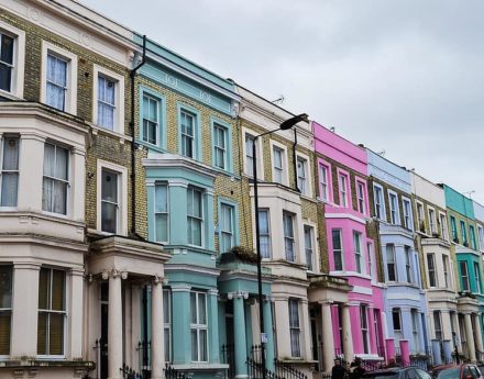 Multicoloured town houses