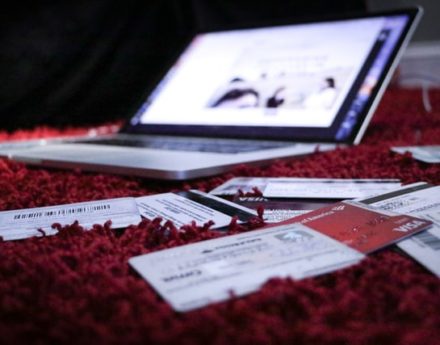 credit cards and a laptop