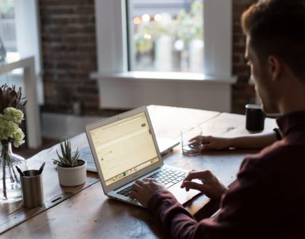 man using laptop