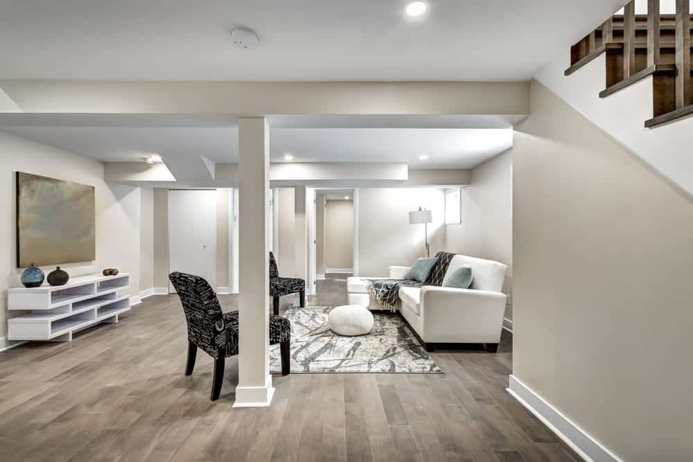photo of basement flat living room