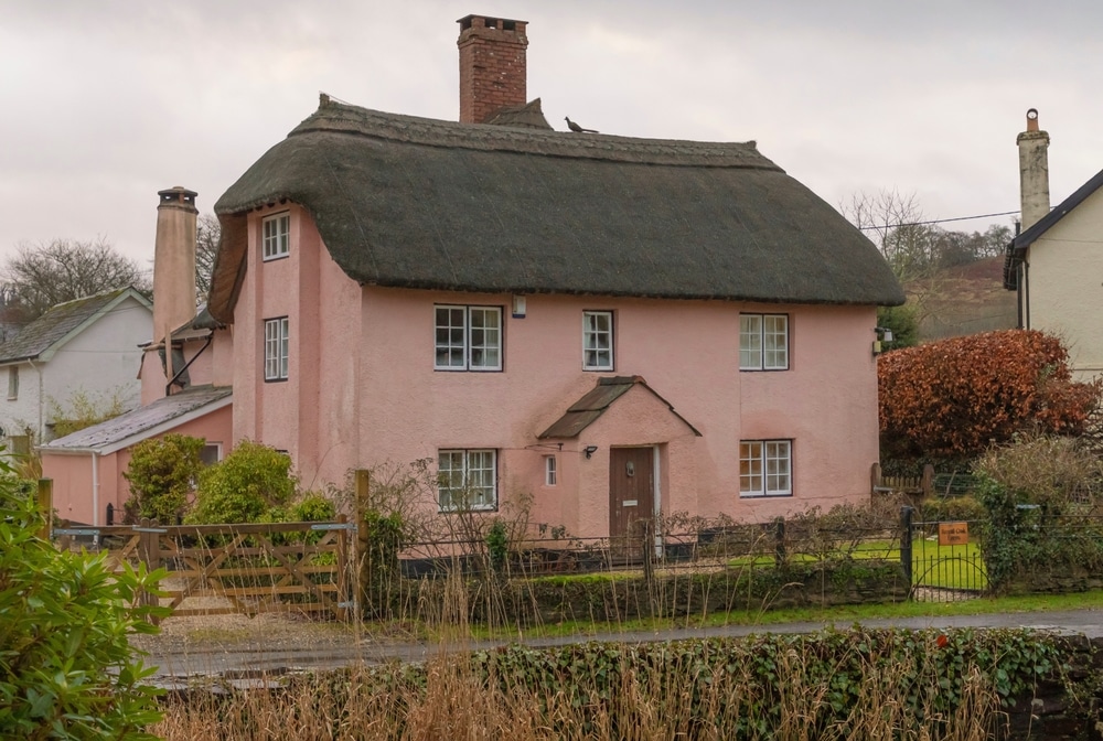 pink thatched cottage