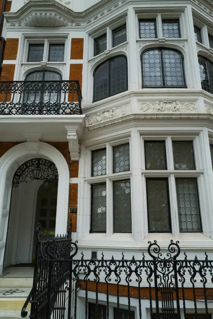 close up of front of Victorian terrace house in London during the day